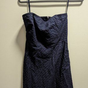 J Crew Navy Summer  Strapless Midi Dress Size 6